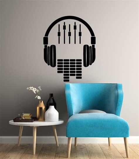 Headphones Vinyl Wall Decal Music Dj Musical Teen Room Etsy