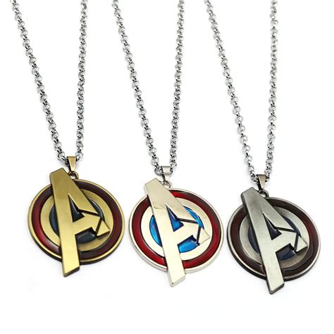 Avengers Infinity War Necklace Letter A Captain America Shield Metal