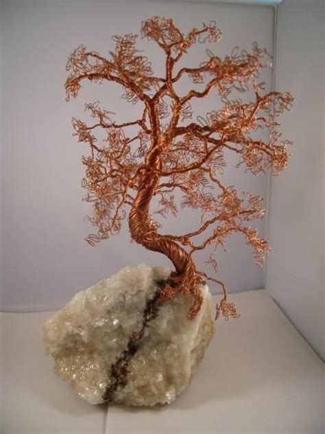 Copper Wire Art Copper Wire Tree On Crystal Sculpture By Judy