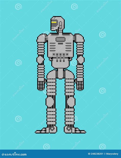 Robot Pixel Art Cyborg 8 Bit Stock Vector Illustration Of Design
