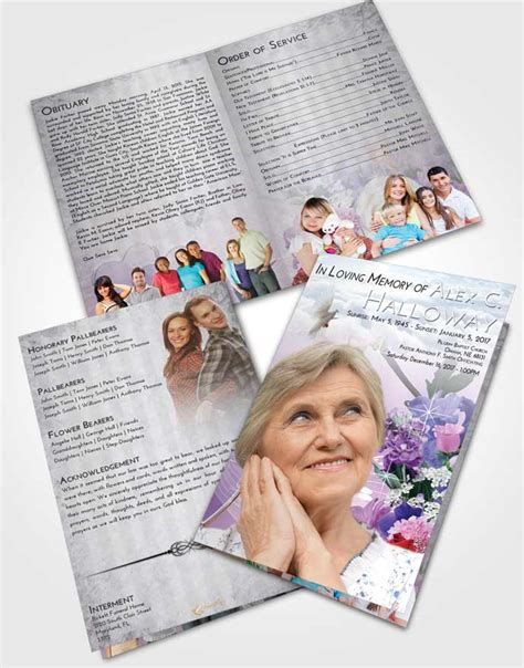 Bifold Order Of Service Obituary Template Brochure Early Floral