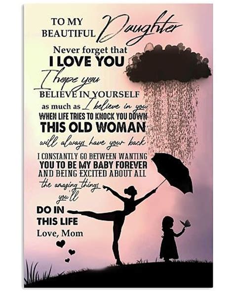 Mother Day To My Beautyful Daughter I Love You Poster Home Etsy In