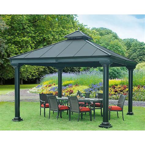 Sunjoy Broadway 12 Ft X 12 Ft Hard Top Gazebo With Vented Canopy In