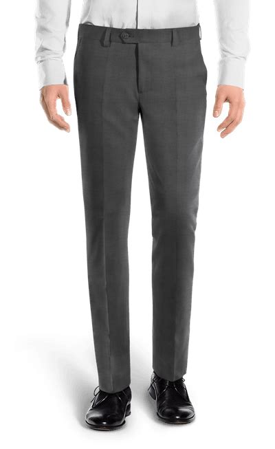 Grey Pure Wool Flat Front Trousers For Men