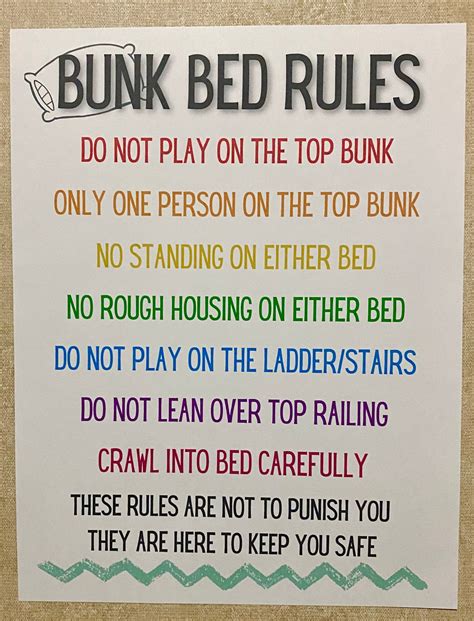 Printable Bunk Bed Rules Print At Home For Kids Bunk Bed Etsy Uk