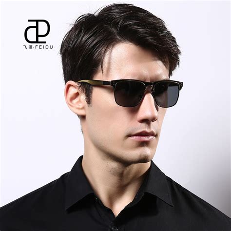 feidu high quality polarized goggle sunglasses men retro brand vintage alloy frame square sun