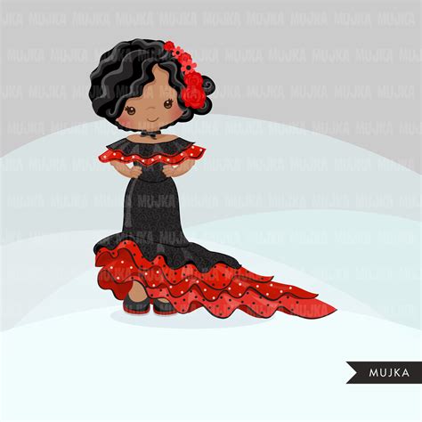 Flamenco Clipart Girl Dancers Version 1 Mujka Cliparts