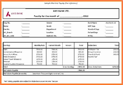 Salary Slip Format In Excel Payslip Format In Doc Hongkong Findzem