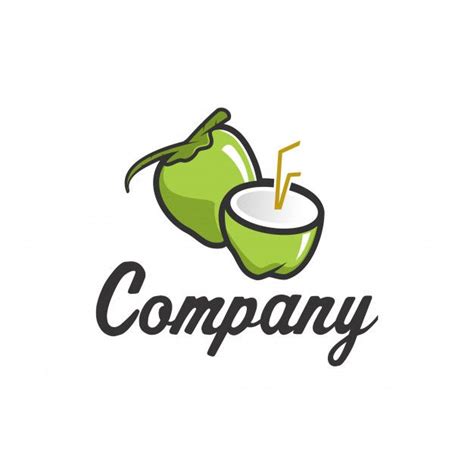 Logo Kelapa Muda Png Jus Kelapa Kartun Minuman Musim Panas Dedaunan