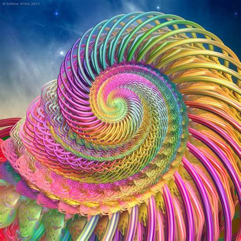 Spiraling Rainbow Shell Fractal — At Lmage By Sophia Vitko Arte