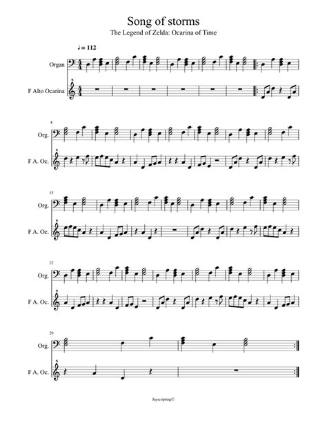 Song Of Storms Sheet Music For Organ Solo