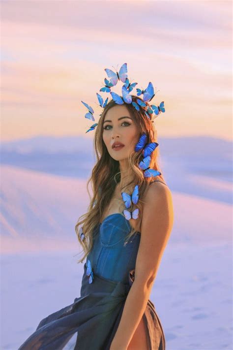 Electric Desert Blue Morpho Butterfly Fairy Crown Adjustable With
