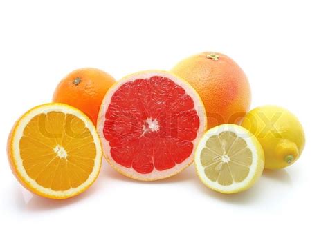 Appelsin Citron Og Grapefrugt På Hvid Stock Foto Colourbox