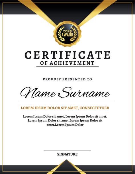 Portrait Certificate Template Design Postermywall
