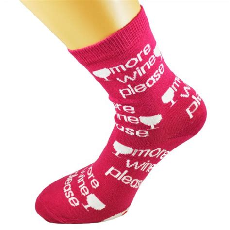 more wine please pink women s novelty socks from ties planet uk