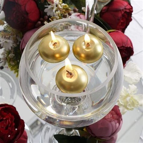 5cm Metallic Gold Floating Candle 4 Hours Burning Time Candles