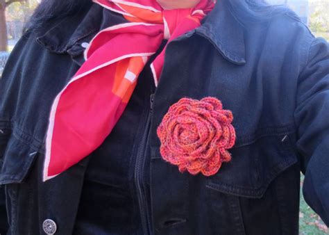 A Crocheted Rose Brooch Loulou Downtown