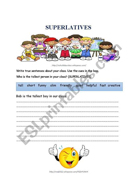 Superlative Worksheet For Kids