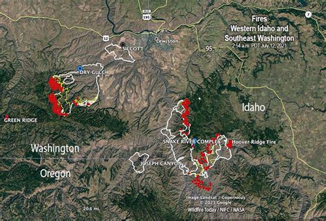 Modis map of the river fire in mariposa and madera counties on monday at 5:30 a.m pst. Snake River and Dry Gulch Fires very active in Washington ...
