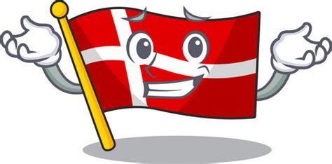 Waving Cute Smiley Flag Denmark Cartoon Character Vector Image