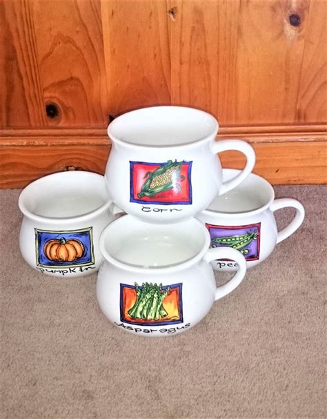 Retro Soup Mugs Set Pottery Mug With Handle Capacity Oz Set Of