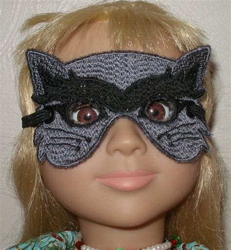 Grey And Black Cat Mask For American Girl Bjd And Bfc Ink Dolls