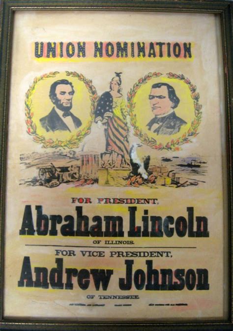 Lincoln Johnson Campaign Poster Hand Colored Un Lot