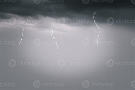 Lightning Thunderstorm Flash Over The Night Sky Concept On Topic