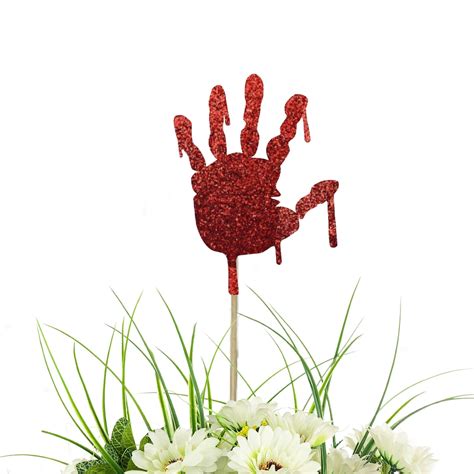 Bloody Hand Centerpiece Picks True Crime Birthday Party Table