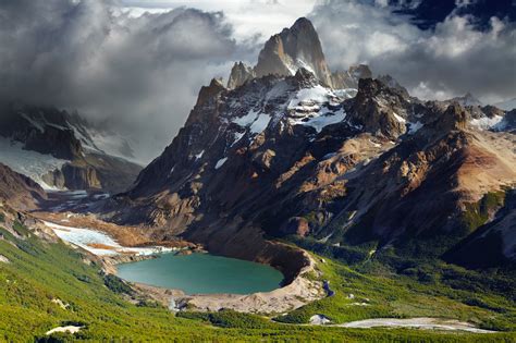 Argentina Mountains Lake Scenery Grass Clouds Nature Wallpapers