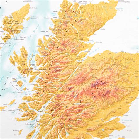 Map Of Scotland Topographic Terrain By Maps International