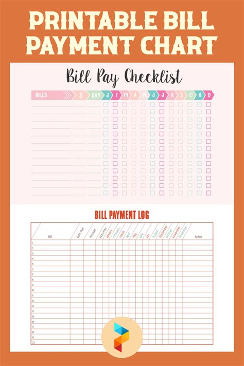 Printable Monthly Bill Chart
