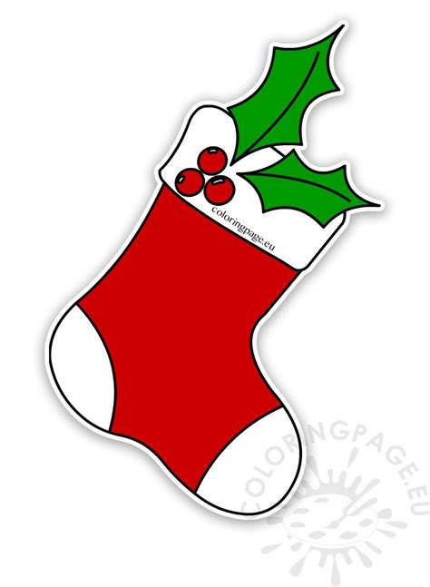 Here's a colour by numbers christmas stocking printable to enjoy with the children. Red Christmas stocking with holly printable - Coloring Page
