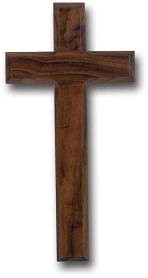 10 Inches Beveled Genuine Walnut Wood Cross Discount Catholic Products