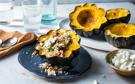 Acorn Squash With Cranberry Quinoa And Goat Cheese Stuffing