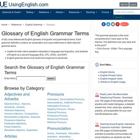 Glossary Of English Grammar Terms Pearltrees