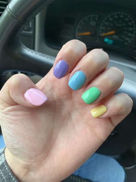 Pastel Rainbow Nails🌈💅🏽 Rainbow Nails Pastel Rainbow Makeup Nails