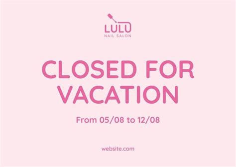 Customize And Get This Simple Pastel Lulu Nail Salon Closed For