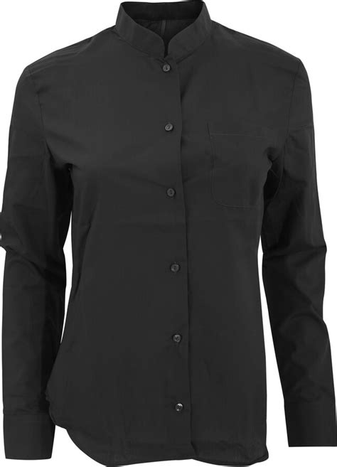 kariban womens ladies long sleeve mandarin collar shirt xl black shopstyle tops