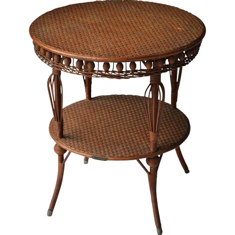 Heywood Wakefield Natural Finish Wicker Round Table From Souhantq On