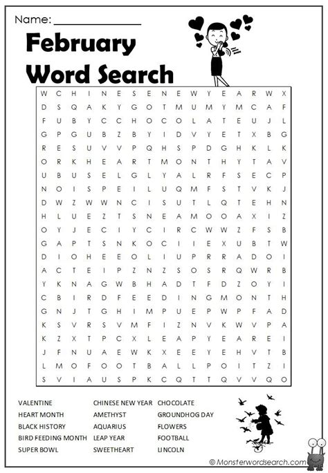 Cool February Word Search Kids Word Search Word Search Games Word