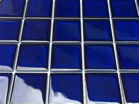 2x2 Cobalt Blue Glossy Porcelain Mosaic Pool Tile Pool Rated