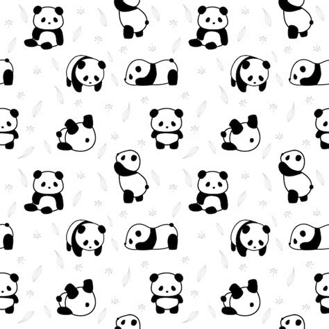 Premium Vector Seamless Pattern With Pandas And Pandas On A White