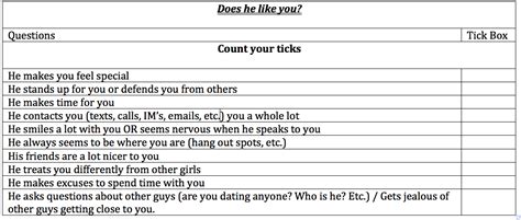 how to tell if a guy likes you does he like me quiz checklist love life and relationships