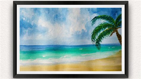 ACRYLIC PAINTING TUTORIAL HOW TO PAINT A TROPICAL BEACH STEP BY STEP OCEAN PAINTING FOR