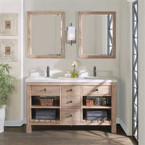 Rustic double bathroom vanity with drawers. Elbe Rustic 60" Double Sink Vanity by Northridge Home ...