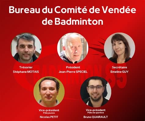 trombinoscope du comité comite de vendee de badminton
