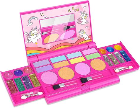 Tomons Kids Washable Makeup Kit Fold Out Makeup Palette With Mirror