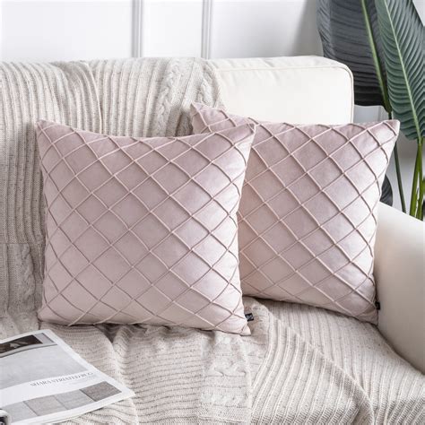 Phantoscope Soft Pleated Velvet Series Square Decorative Throw Pillow