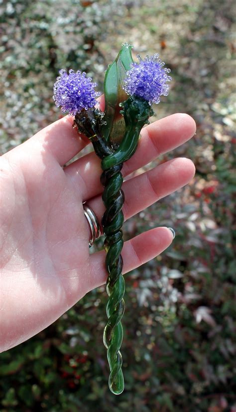 Buy Hand Crafted Twisted Thistle Purple Glass Long Stem Flowers